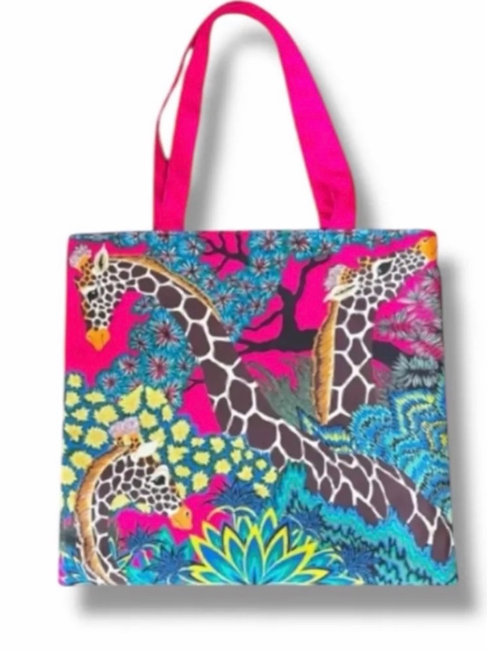 GWP-Hermes Vibrant Pink Giraffe Print Tote Bag - Women Bags